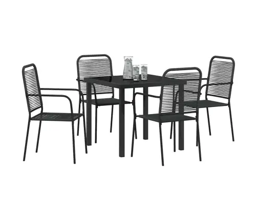 5 Daļu Dārza Galds Melnā Kokvilnas Auklā Un Tēraudā Vidaxl