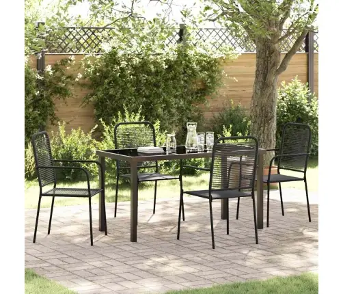 Aia Söögilaudade Komplekt 5 Pcs Must Puuvillane Köis Ja Teras