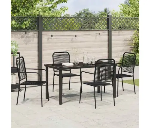 Aia Söögilaudade Komplekt 5 Pcs Must Puuvillane Köis Ja Teras