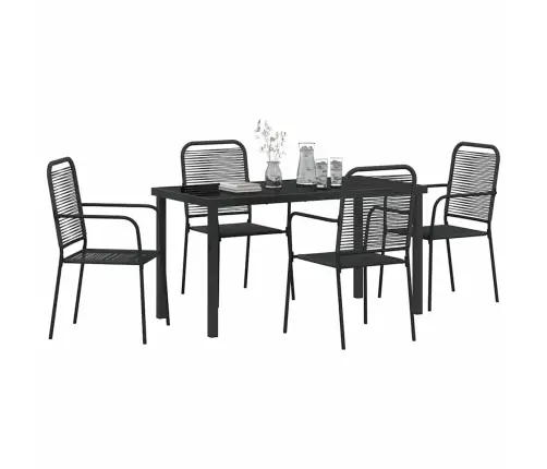 Aia Söögilaudade Komplekt 5 Pcs Must Puuvillane Köis Ja Teras