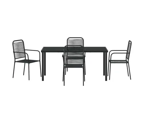 5 Gabalu Dārza Galds Melnā Kokvilnas Auklā Un Tēraudā Vidaxl