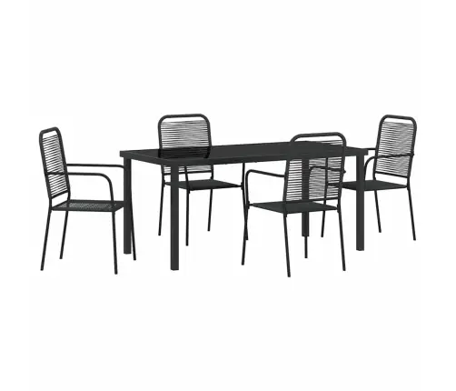 5 Gabalu Dārza Galds Melnā Kokvilnas Auklā Un Tēraudā Vidaxl