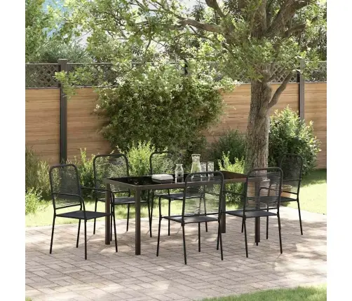 Aia Söögilaudade Komplekt 7 Pcs Must Pulbervärvitud Teras