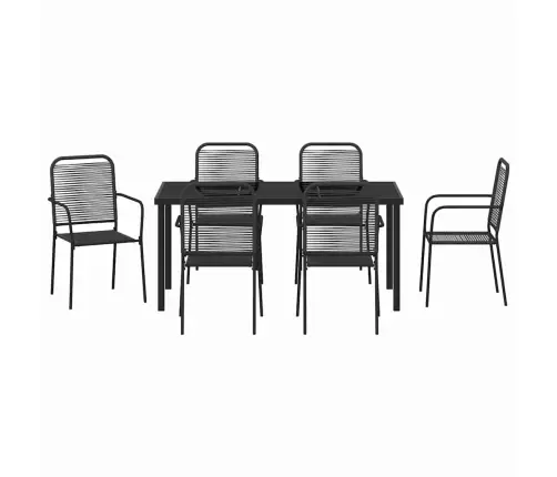 Aia Söögilaudade Komplekt 7 Pcs Must Pulbervärvitud Teras