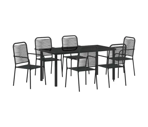 Aia Söögilaudade Komplekt 7 Pcs Must Pulbervärvitud Teras