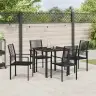 5 Daļu Dārza Galdiņš Melnā Krāsā, Pvc, Ritenis Vidaxl