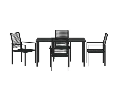 Aia Söögilaudade Komplekt 5 Pcs Must Pulbervärvitud Teras