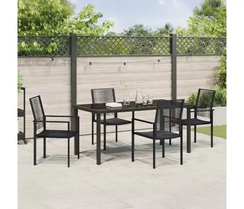 5 Daļu Dārza Galds Melnā Pvc Ratānā Vidaxl