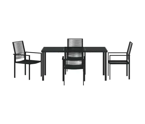 5 Daļu Dārza Galds Melnā Pvc Ratānā Vidaxl