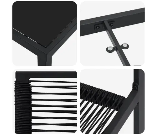 7 Daļu Dārza Galds – Melns Pvc Rattan Vidaxl