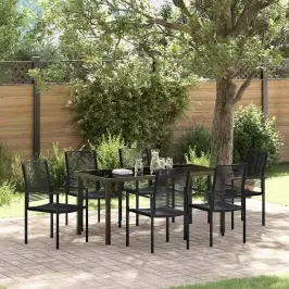 Sodo Valgomojo Komplektas 7 Pcs Juoda Pvc Pintas Užtrauktukas