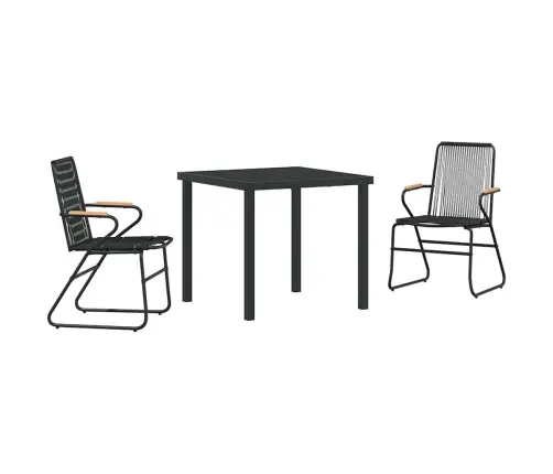 3 Daļu Dārza Galda Komplekts, Melni Pvc Krēsli. Vidaxl