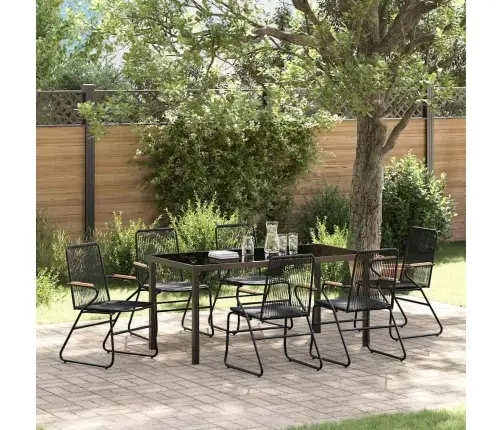 Aia Söögilaudade Komplekt 7 Pcs Must Pulbervärvitud Teras