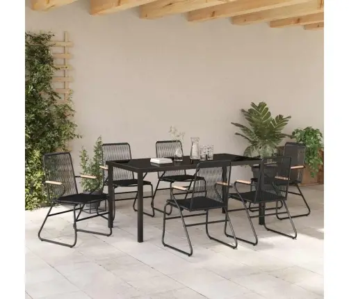 Aia Söögilaudade Komplekt 7 Pcs Must Pulbervärvitud Teras