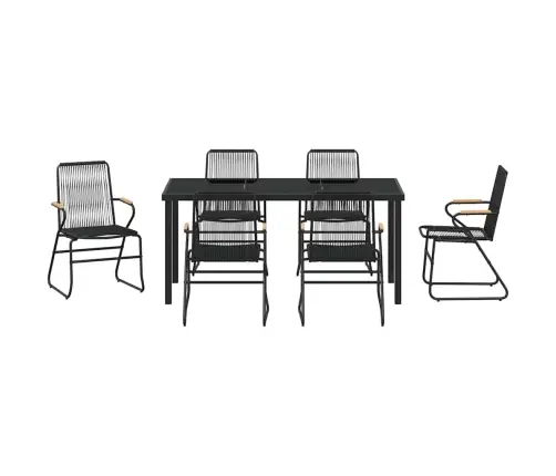 Aia Söögilaudade Komplekt 7 Pcs Must Pulbervärvitud Teras