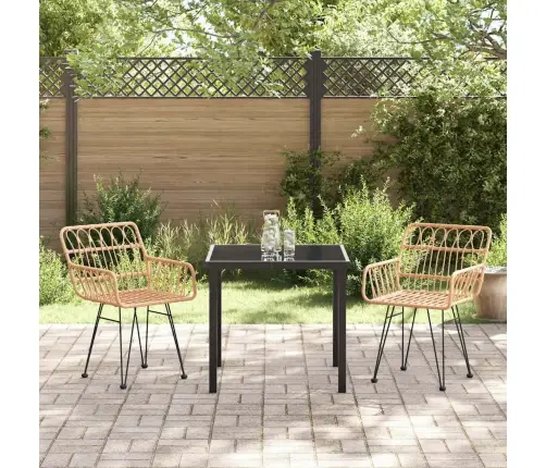 3 Daļu Dārza Ēdamistabas Komplekts Brūnā Poliratanā Vidaxl