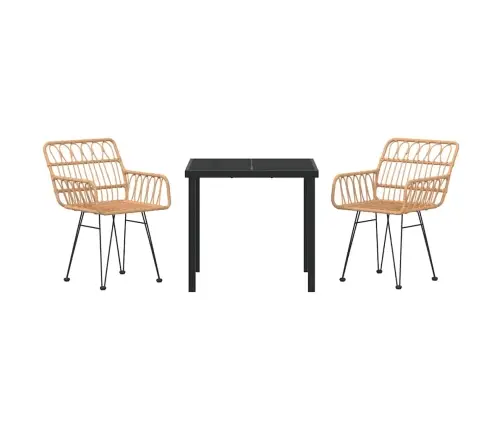 3 Daļu Dārza Ēdamistabas Komplekts Brūnā Poliratanā Vidaxl