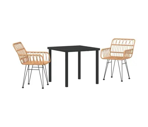 3 Daļu Dārza Ēdamistabas Komplekts Brūnā Poliratanā Vidaxl