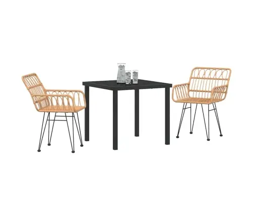 3 Daļu Dārza Ēdamistabas Komplekts Brūnā Poliratanā Vidaxl