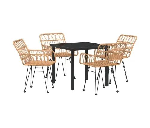 Sodo Valgomojo Komplektas 5 Pcs Ruda Poli Ratanas