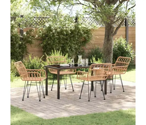 5 Gabalu Dārza Ēdamgalda Komplekts Brūnā Krāsā Vidaxl