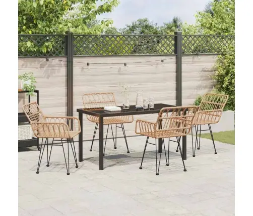 5 Gabalu Dārza Ēdamgalda Komplekts Brūnā Krāsā Vidaxl