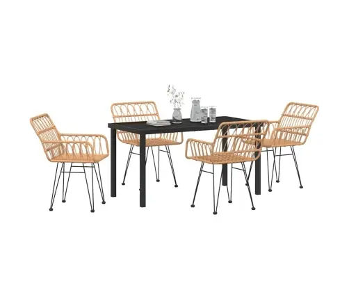 5 Gabalu Dārza Ēdamgalda Komplekts Brūnā Krāsā Vidaxl