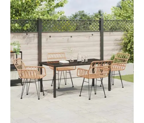 Aia Söögilaudade Komplekt 5 Pcs Pruun Pulbervärvitud Teras