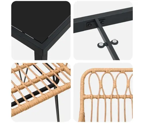 7 Daļu Dārza Galds Brūnā Poli Rattan Vidaxl