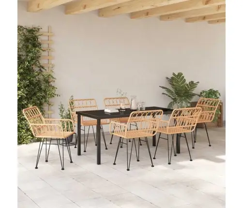 7 Daļu Dārza Galds Brūnā Poli Rattan Vidaxl