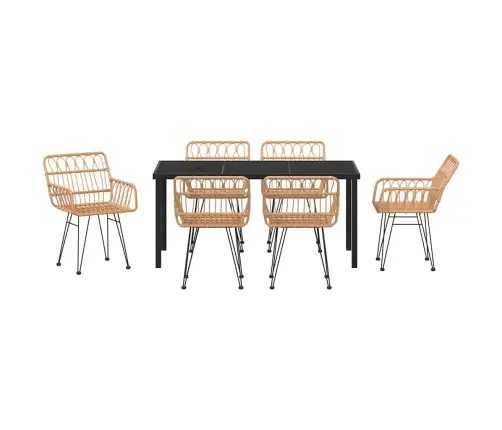 7 Daļu Dārza Galds Brūnā Poli Rattan Vidaxl