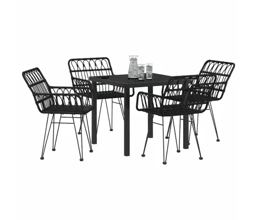 Aia Söögilaudade Komplekt 5 Pcs Must Pulbervärvitud Teras