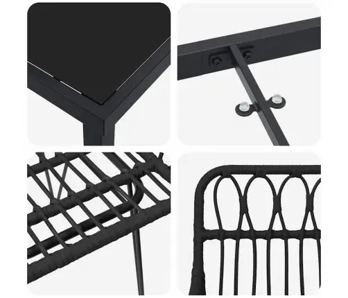 Aia Söögilaudade Komplekt 5 Pcs Must Polürooster