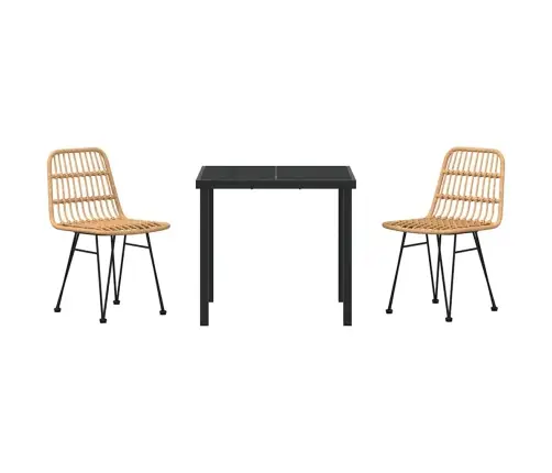 3 Daļu Dārza Ēdamgalds Brūnā Poliratānā Vidaxl