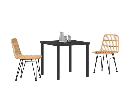 3 Daļu Dārza Ēdamgalds Brūnā Poliratānā Vidaxl