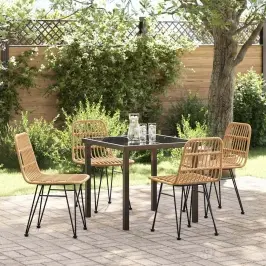 Sodo Valgomojo Komplektas 5 Pcs Ruda Poli Ratanas