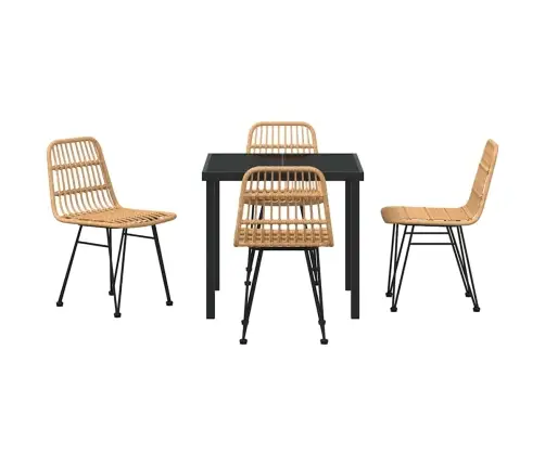 5 Daļu Dārza Ēdamgalds Brūnā Poli Ratanā Vidaxl