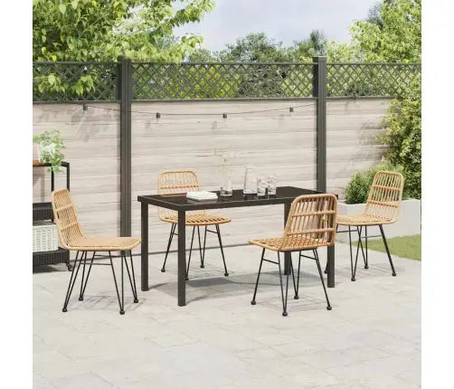 5 Daļu Dārza Ēdamgalda Komplekts Brūns Poli Rattan Vidaxl