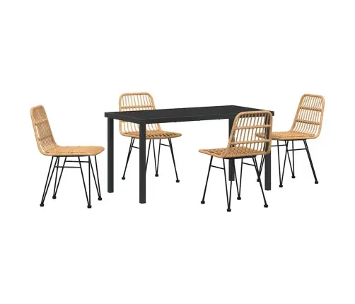 5 Daļu Dārza Ēdamgalda Komplekts Brūns Poli Rattan Vidaxl