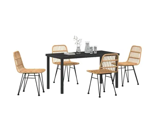 5 Daļu Dārza Ēdamgalda Komplekts Brūns Poli Rattan Vidaxl