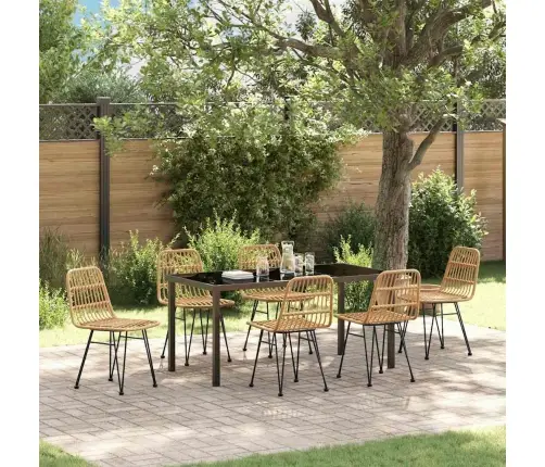 Aia Söögilaudade Komplekt 7 Pcs Pruun Pulbervärvitud Teras