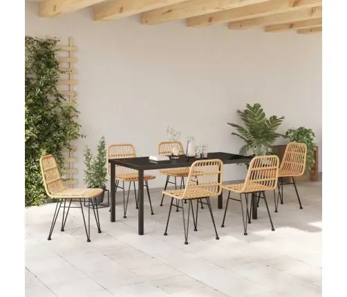 Aia Söögilaudade Komplekt 7 Pcs Pruun Pulbervärvitud Teras