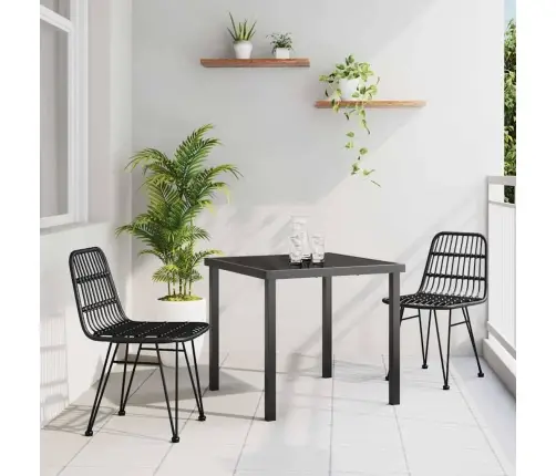 Aia Söögilaudade Komplekt 3 Pcs Must Pulbervärvitud Teras