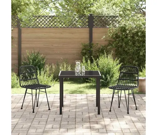 Aia Söögilaudade Komplekt 3 Pcs Must Pulbervärvitud Teras