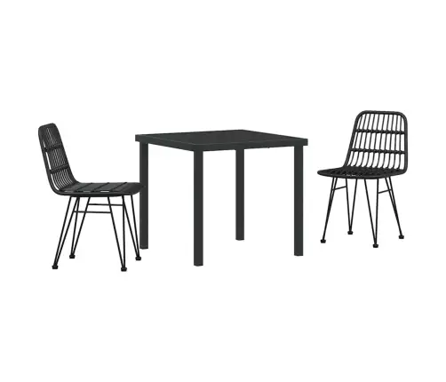 Aia Söögilaudade Komplekt 3 Pcs Must Pulbervärvitud Teras