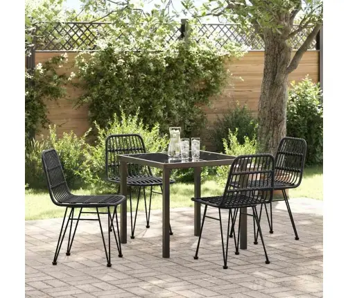 5 Daļu Dārza Galda Komplekts Melnā Polirattanā Vidaxl