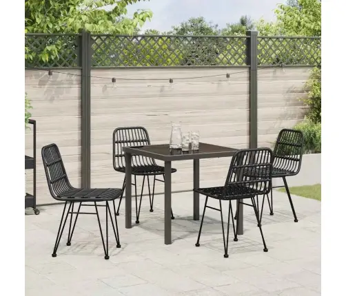 5 Daļu Dārza Galda Komplekts Melnā Polirattanā Vidaxl