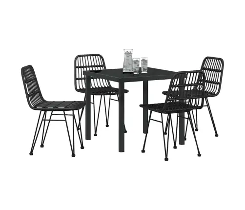 5 Daļu Dārza Galda Komplekts Melnā Polirattanā Vidaxl