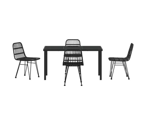 5 Daļu Dārza Ēdamgalda Komplekts Melnā Poliratanā Vidaxl
