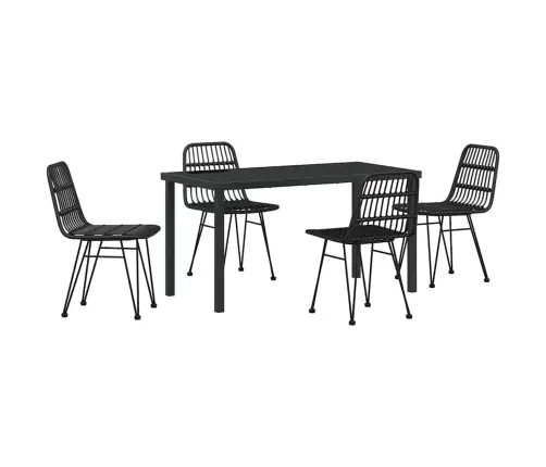 5 Daļu Dārza Ēdamgalda Komplekts Melnā Poliratanā Vidaxl